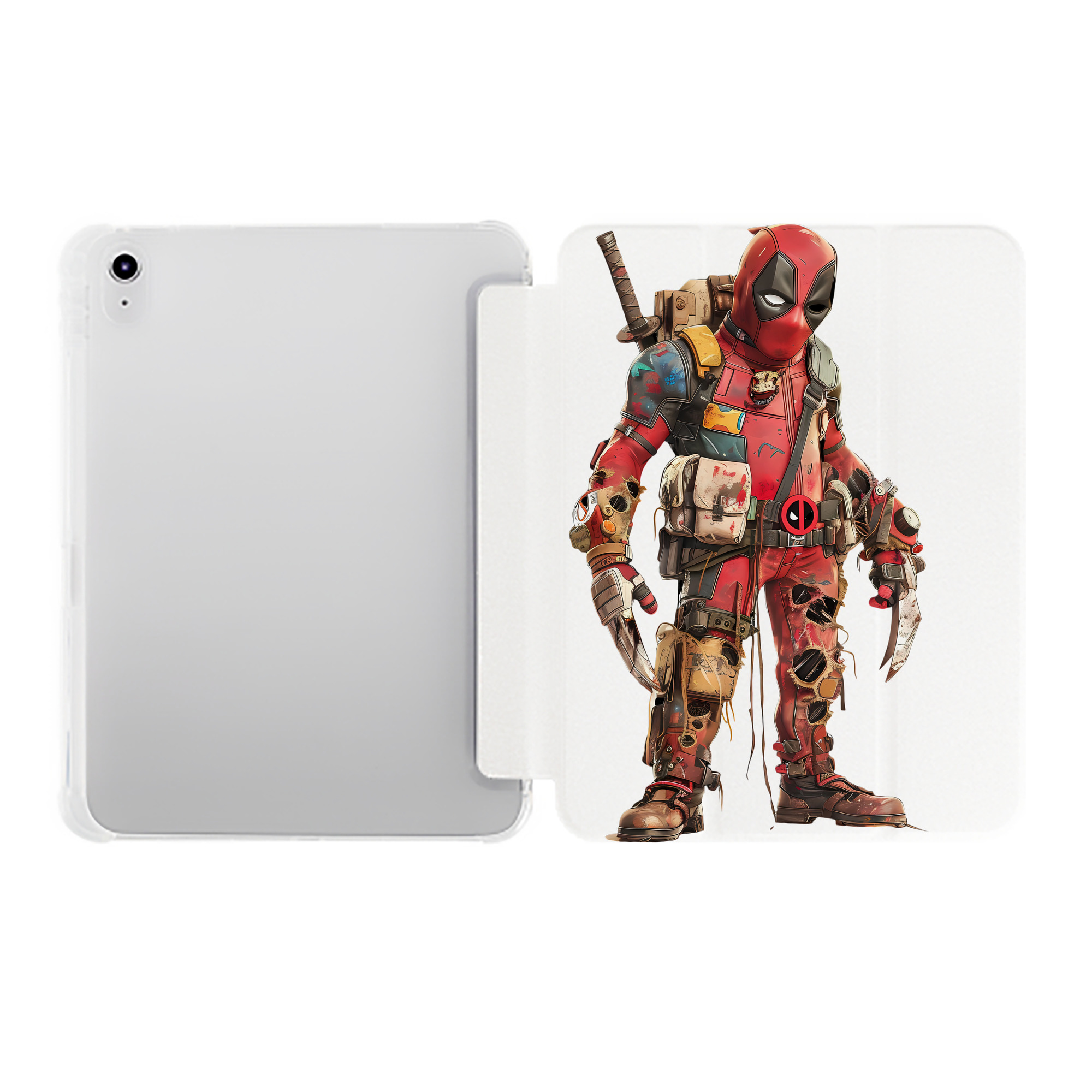 （画像用） Deadpool デッドプール IPad ケース ペン収納付き 三つ折りスタンド PUレザー×シリコン 対応機種9.5/10.5/10.9インチ